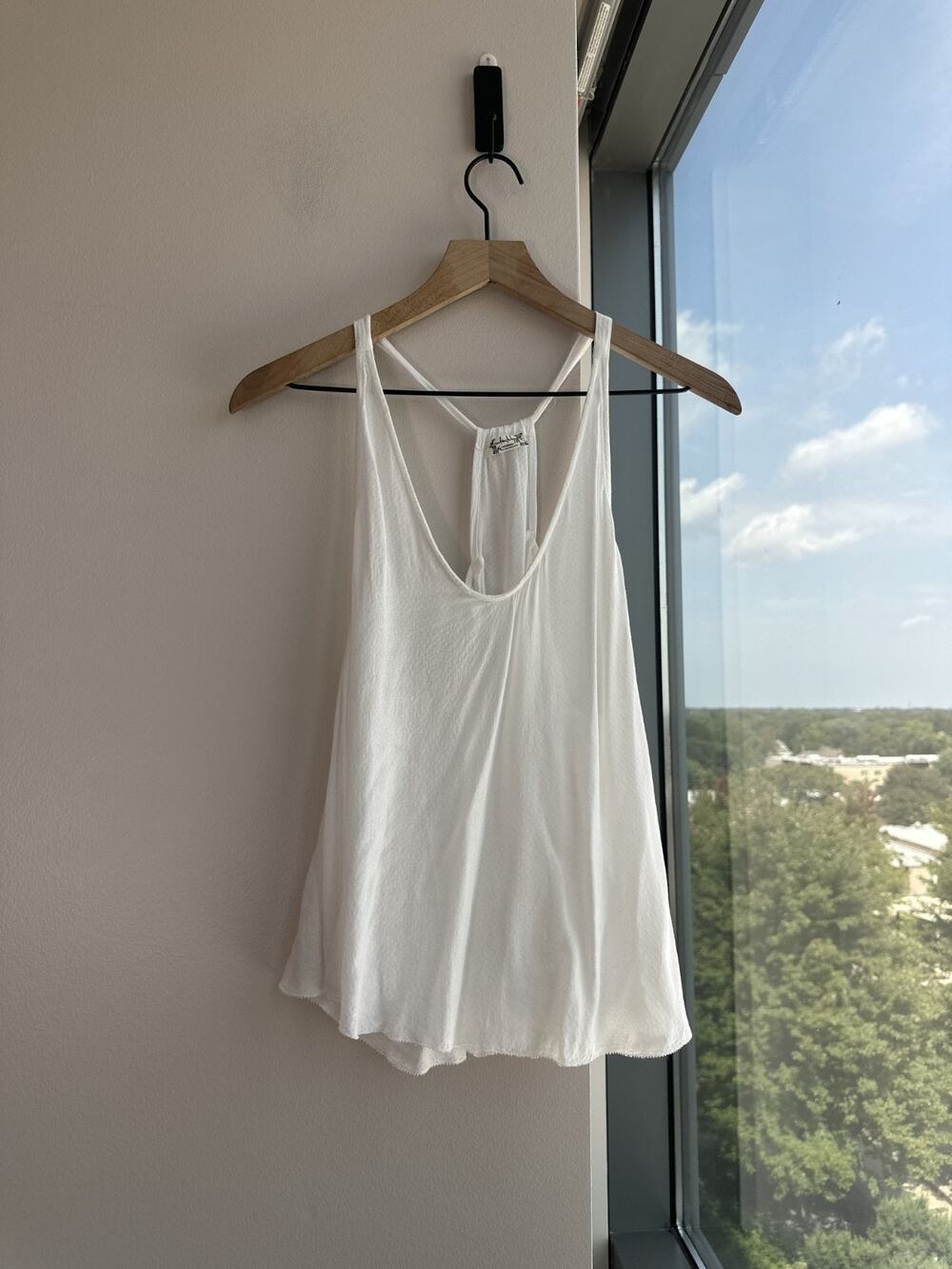 Free People White Flowy Halter Tank Top Sz SP